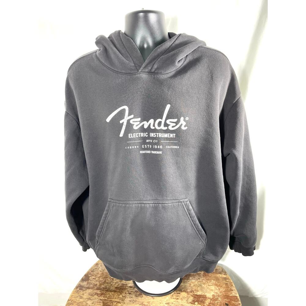 Fender Logo Hoodie XXL Gray Electric Instrument Pullover